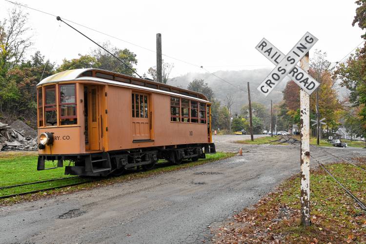 Trolley No. 10 at the Shelburne Falls Trolley Museum.