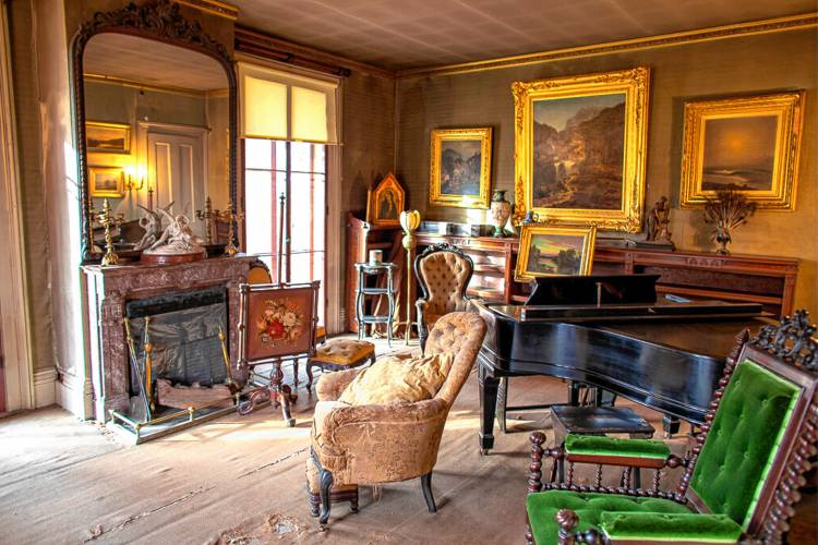 The parlor of The Evergreens home at the Emily Dickinson Museum, which reopens to the public in March for the first time since 2019.