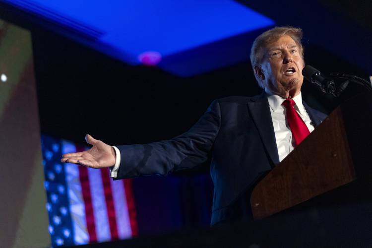 Republican presidential candidate former President Donald Trump speaks at the Black Conservative Federation’s Annual BCF Honors Gala at the Columbia Metropolitan Convention Center in Columbia, S.C., Friday, Feb. 23, 2024. Republican presidential candidate former President Donald Trump speaks at the Black Conservative Federation’s Annual BCF Honors Gala at the Columbia Metropolitan Convention Center in Columbia, S.C., Friday, Feb. 23, 2024.