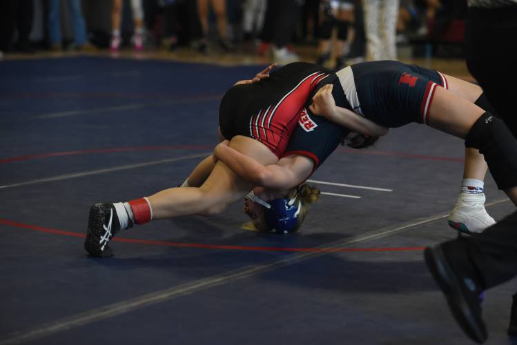 Frontier's Jocelyn Antes (right) competes at the Mahar Girls Wrestling Tournament in Orange earlier this season. Frontier's Jocelyn Antes (right) competes at the Mahar Girls Wrestling Tournament in Orange earlier this season.