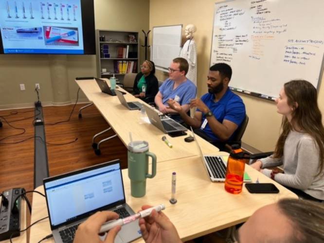 Baystate Franklin Family Medicine residents attend a simulation lab. Baystate Franklin Family Medicine residents attend a simulation lab.