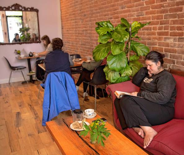 Zoe Darrow enjoys her breakfast at The Upper Bend Cafe in Turners Falls.