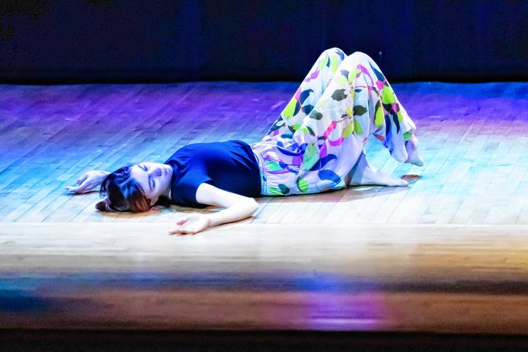 Hannah Whitcomb, 13, performs a solo dance titled “Morning Haze” during a rehearsal for the Franklin County Teen Performing Arts Showcase. Hannah Whitcomb, 13, performs a solo dance titled “Morning Haze” during a rehearsal for the Franklin County Teen Performing Arts Showcase.
