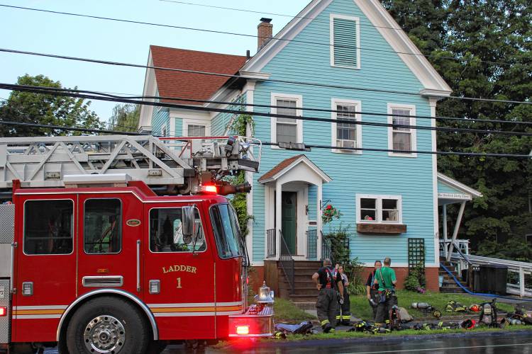 Firefighters respond to a fire at 133 South Main St. in Orange on Monday night that Fire Chief James Young says likely started due to a power line malfunction. Firefighters respond to a fire at 133 South Main St. in Orange on Monday night that Fire Chief James Young says likely started due to a power line malfunction.