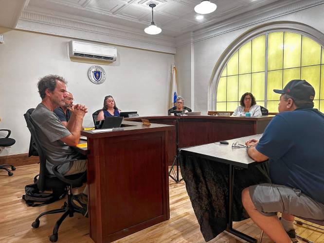 EMS Chief Mark Fortier, at right, speaks with the Northfield Selectboard at Town Hall on Tuesday. EMS Chief Mark Fortier, at right, speaks with the Northfield Selectboard at Town Hall on Tuesday.