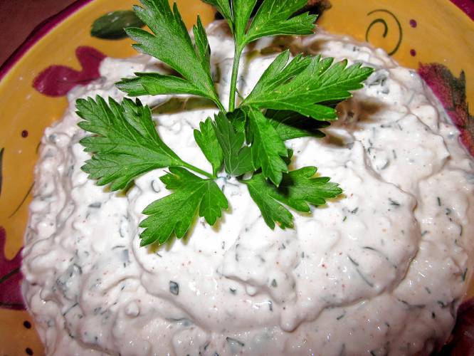 Alice’s Grandma Dip. If you asked her to dinner, she probably brought along a bowl of this concoction. It was inexpensive to make so she served it to her grandchildren to allow the adults to eat fancier fare. Adults ate the dip, too, however. It sounds plain, but it’s full of flavor.
