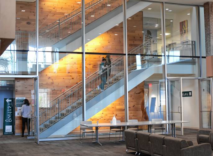 The lobby of Greenfield Community College. The lobby of Greenfield Community College.