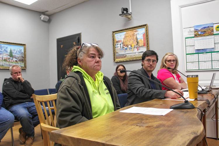 Animal Control Officer Jennifer Arsenault, left, came before the Orange Selectboard last week to lobby for an animal control bylaw. To her left are Town Administrator Matthew Fortier and Administrative Assistant Brianne Bruso. Animal Control Officer Jennifer Arsenault, left, came before the Orange Selectboard last week to lobby for an animal control bylaw. To her left are Town Administrator Matthew Fortier and Administrative Assistant Brianne Bruso.