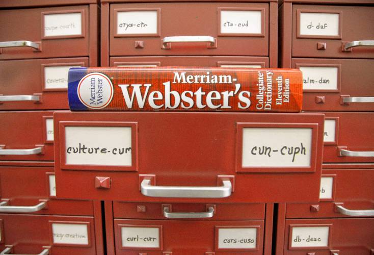 A Merriam-Webster dictionary sits atop citation files at the company’s offices in Springfield. The AP Stylebook replaced Webster’s New World College Dictionary this past May as its primary dictionary with Merriam-Webster, considered a more permissive dictionary. A Merriam-Webster dictionary sits atop citation files at the company’s offices in Springfield. The AP Stylebook replaced Webster’s New World College Dictionary this past May as its primary dictionary with Merriam-Webster, considered a more permissive dictionary.