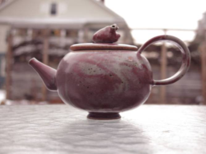 A ceramic teapot made by Gabriella della Croce.