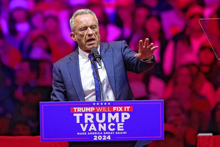 Robert F. Kennedy Jr. speaks at Donald Trump’s New York rally on Oct. 27. “I’m going to let him go wild on health,” Trump said. Robert F. Kennedy Jr. speaks at Donald Trump’s New York rally on Oct. 27. “I’m going to let him go wild on health,” Trump said.