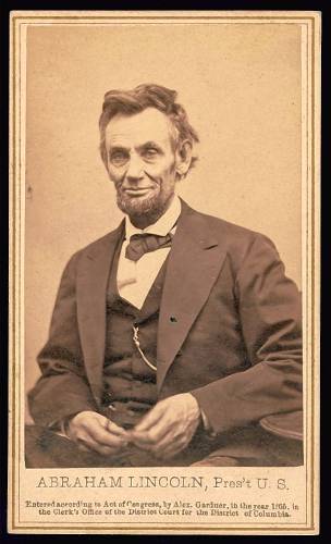 From a photograph of President Abraham Lincoln from his last formal portrait sitting, Feb. 5, 1865, in Washington, D.C. From a photograph of President Abraham Lincoln from his last formal portrait sitting, Feb. 5, 1865, in Washington, D.C.