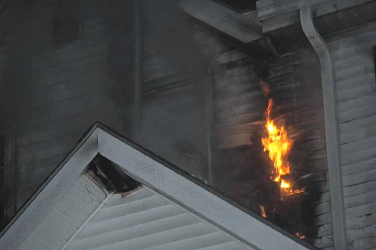No injuries resulted from a fire on Winter Street in Orange that was caused by the ignition of combustible materials near a pellet stove’s flue pipe early Sunday morning.