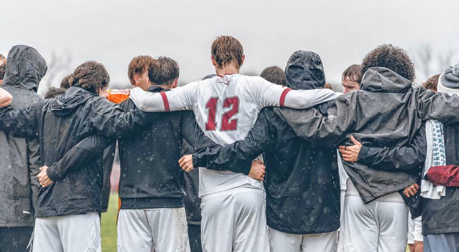 The UMass men’s soccer team huddles after defeating Evansville during the NCAA Division 1 Tournament first round at Rudd Field in Amherst on Nov. 21. The Minutemen fell 3-0 to Denver in the Elite Eight on Saturday afternoon in Denver. The UMass men’s soccer team huddles after defeating Evansville during the NCAA Division 1 Tournament first round at Rudd Field in Amherst on Nov. 21. The Minutemen fell 3-0 to Denver in the Elite Eight on Saturday afternoon in Denver.